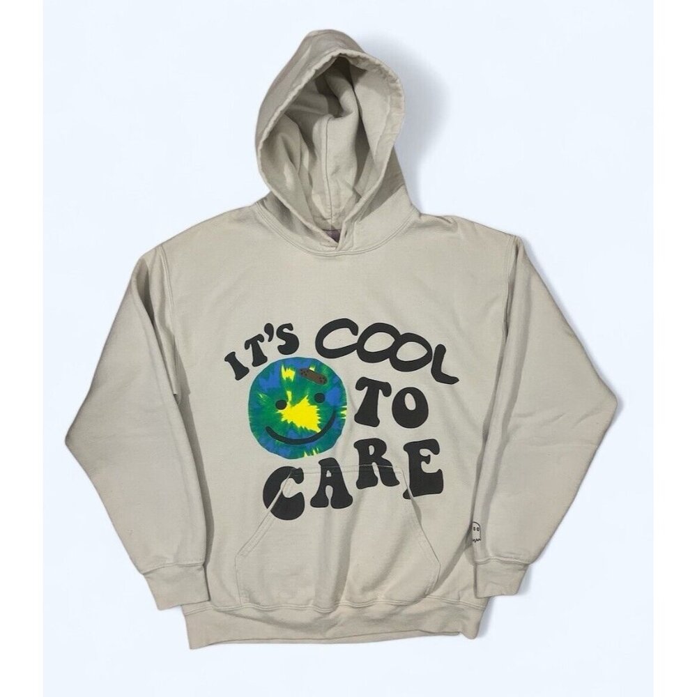 Lonely‎ Ghost It’s Cool To Care Earth Smile Art Tan Hoodie MEDIUM